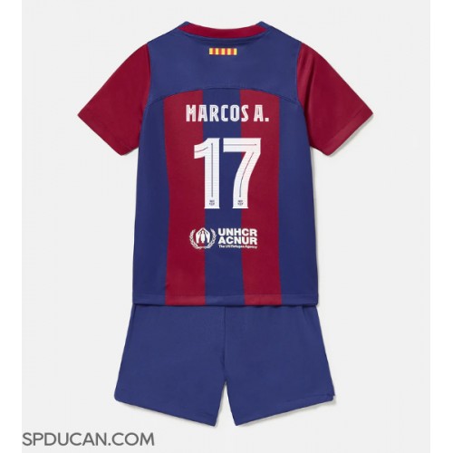Dječji Nogometni Dres Barcelona Marcos Alonso #17 Domaci 2023-24 Kratak Rukav (+ Kratke hlače)